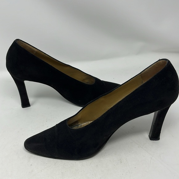 VINTAGE YVES SAINT LAURENT YSL Classic Black Suede heels Made in Italy size 9 - Picture 13 of 14